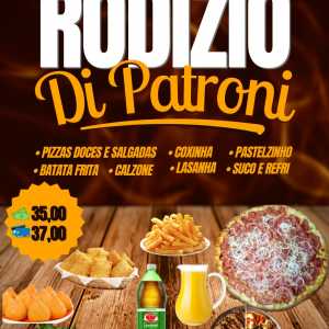 RODÍZIO DE PIZZAS + PASTEL ARTESANAL + CALZONE + BATATA FRITA +